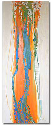 Abstrakte Malerei, Enkaustik: in orange, blau, grün + weiß